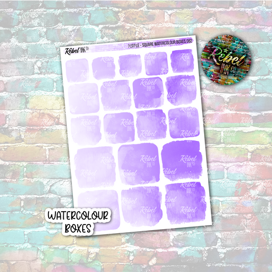 Purple - Watercolour Square Boxes
