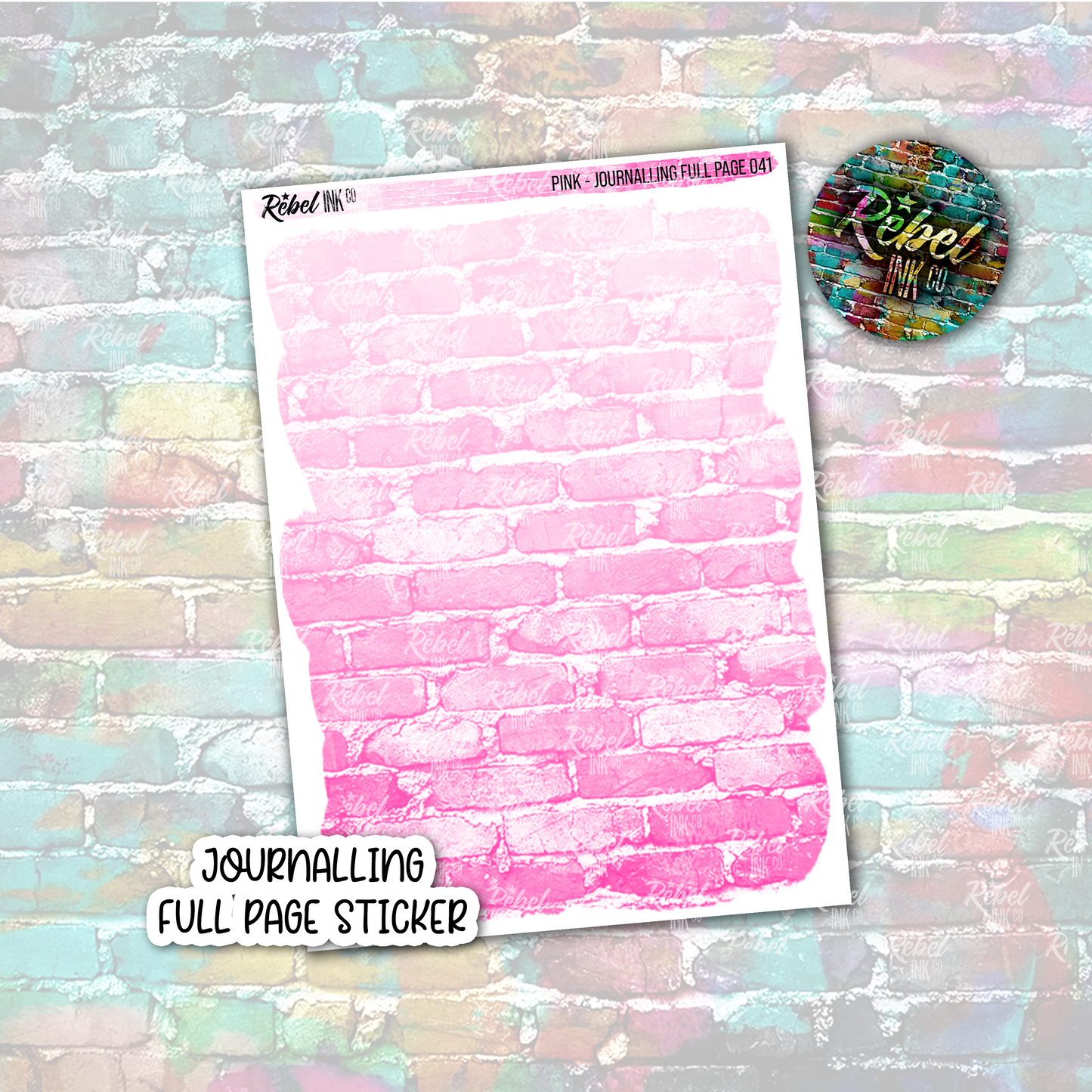 Pink - Journalling Full Page Sticker