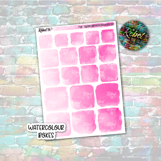 Pink - Watercolour Square Boxes