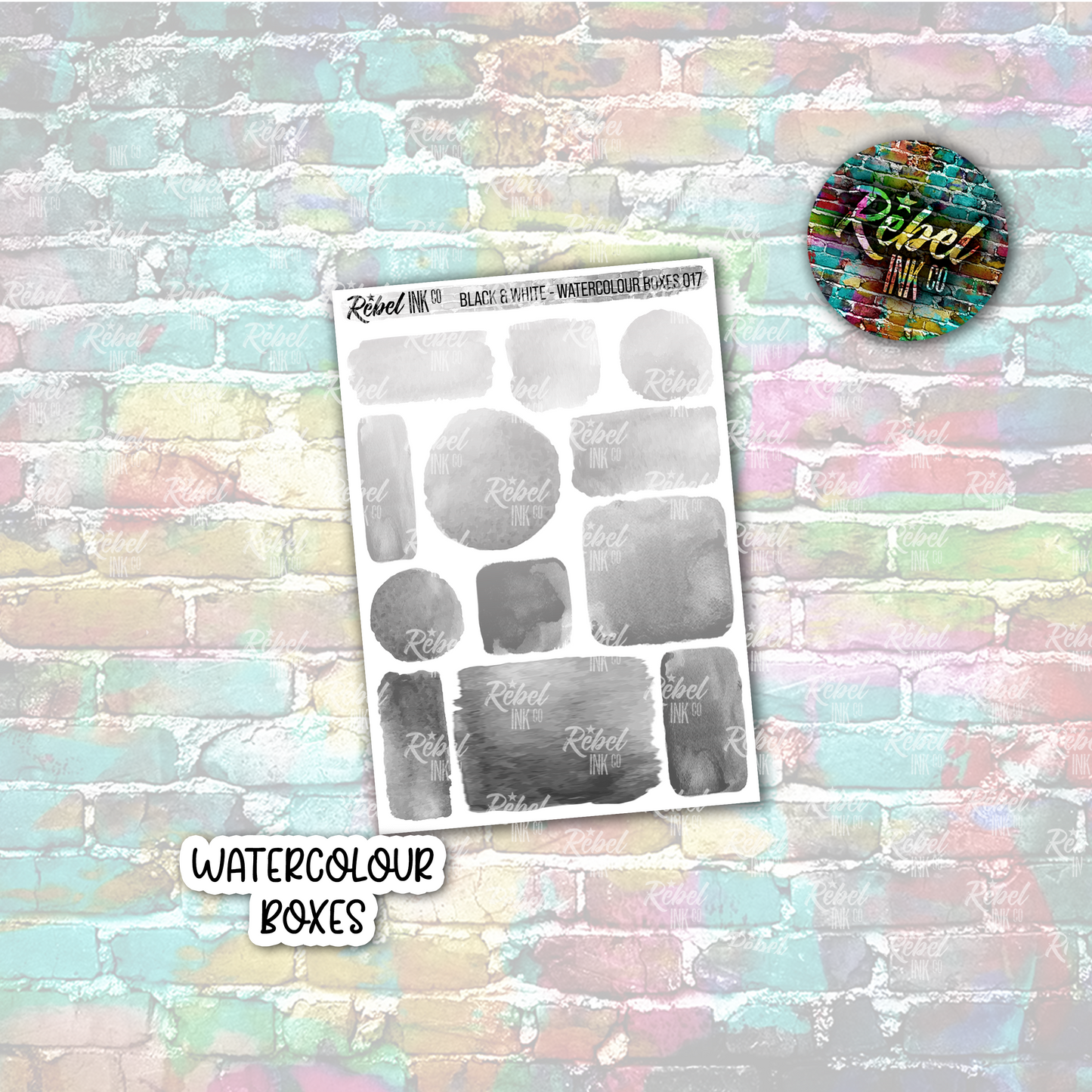 Black & White - Watercolour Boxes Multi