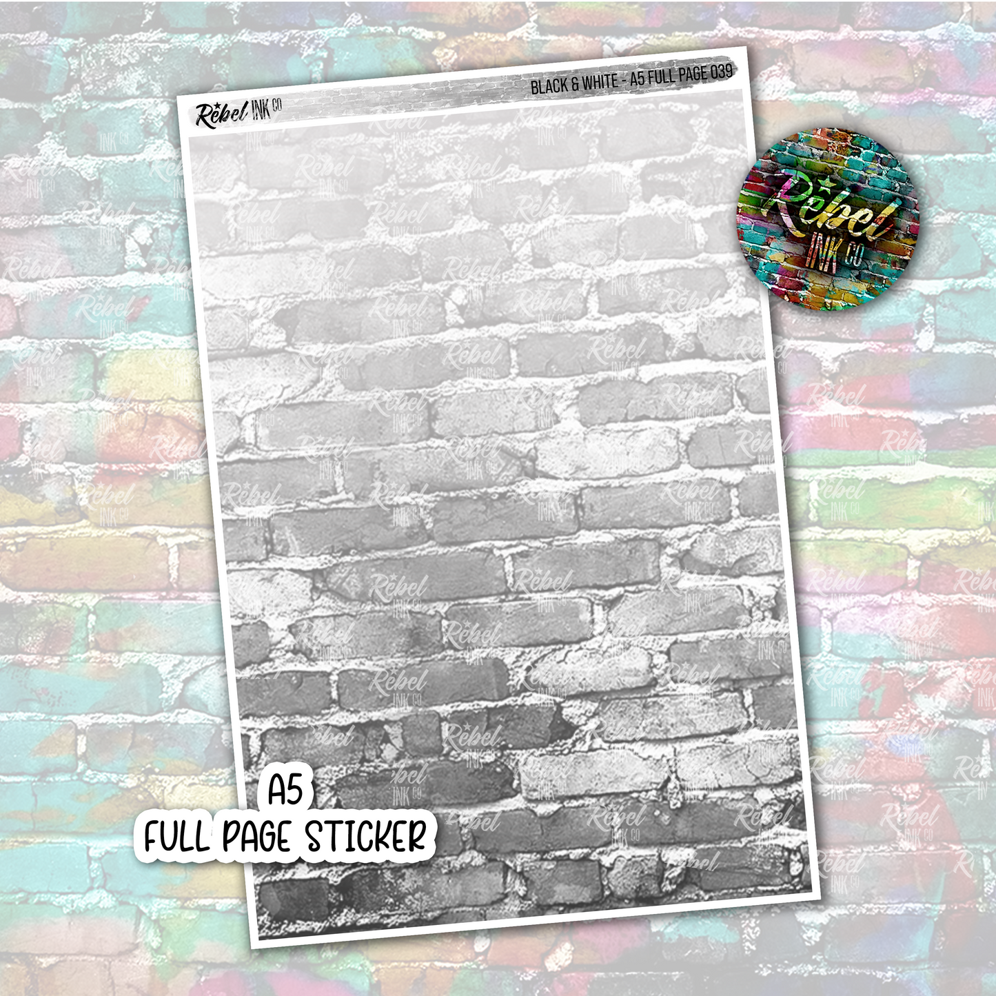 Black & White - A5 Full Page Sticker