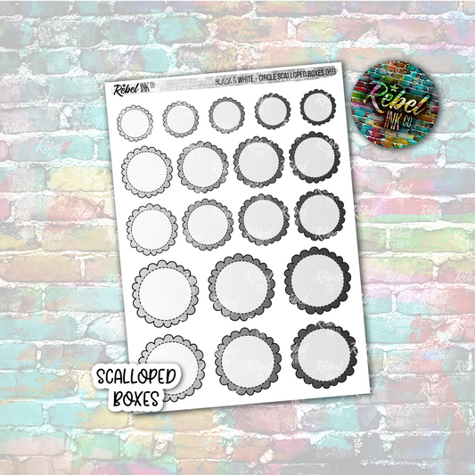 Black & White - Scalloped Circle Boxes