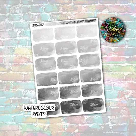 Black & White - Watercolour Half Boxes