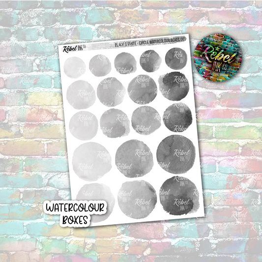 Black & White - Watercolour Circle Boxes