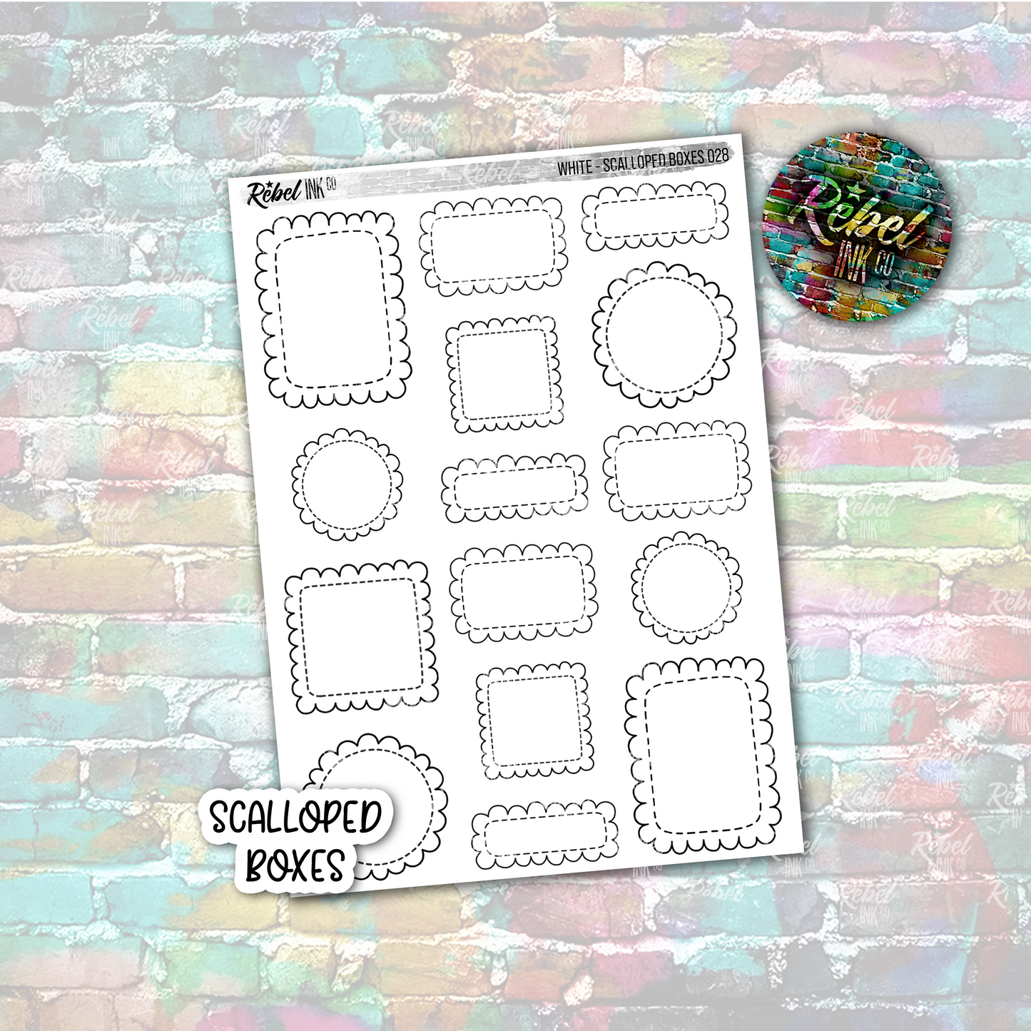 White - Scalloped Boxes Multi