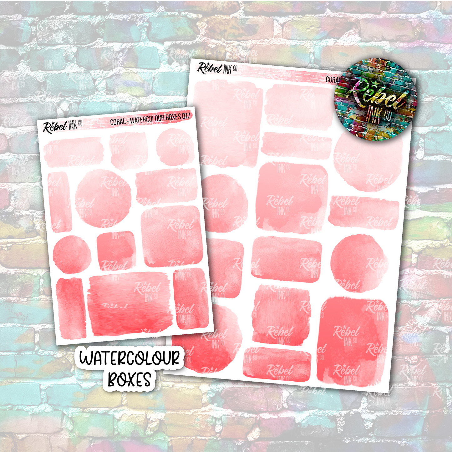 Coral - Watercolour Boxes Multi