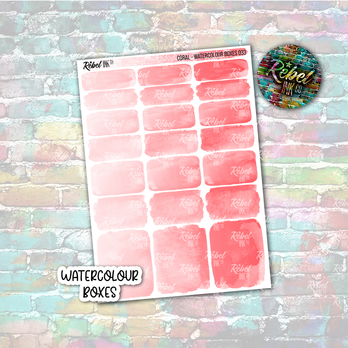 Coral - Watercolour Boxes Standard Vertical – rebelinkco