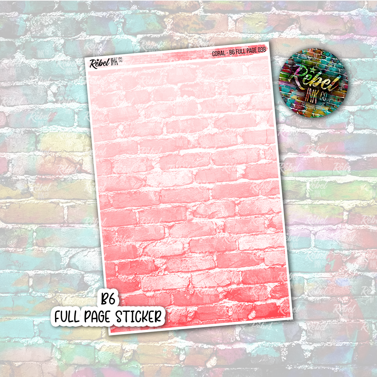 Coral - B6 Full Page Sticker