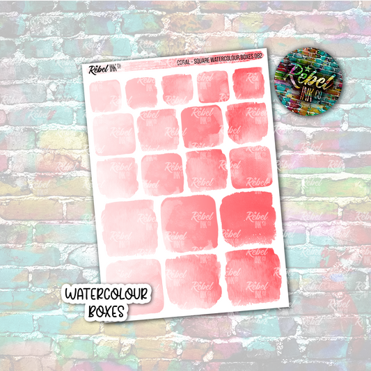 Coral - Watercolour Square Boxes