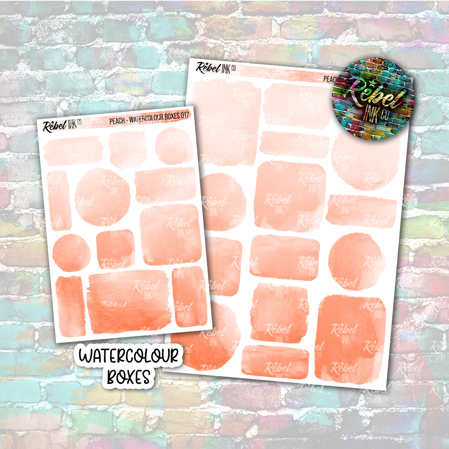 Peach - Watercolour Boxes Multi