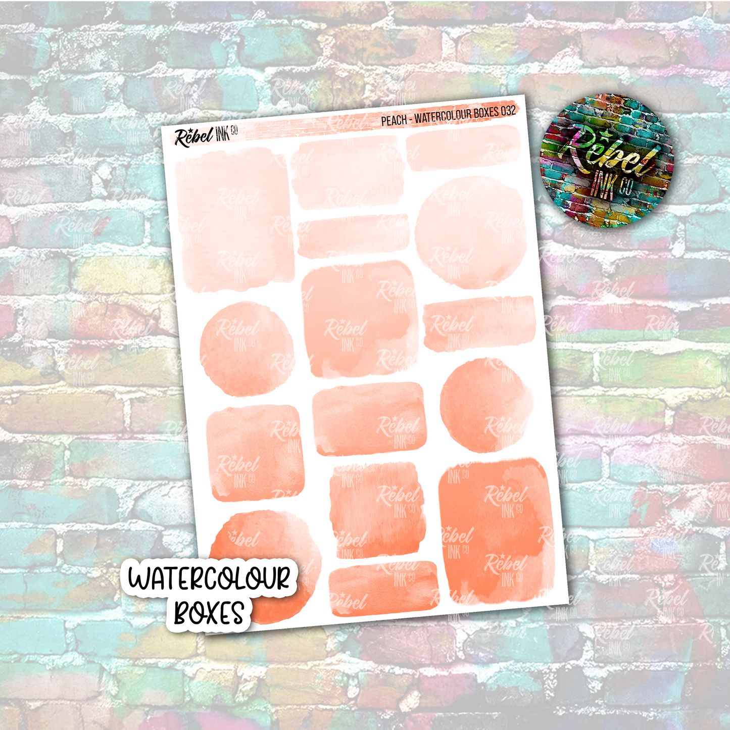 Peach - Watercolour Boxes Multi