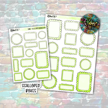 Lime - Scalloped Boxes Multi