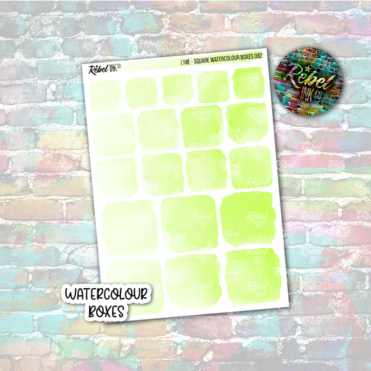 Lime - Watercolour Square Boxes