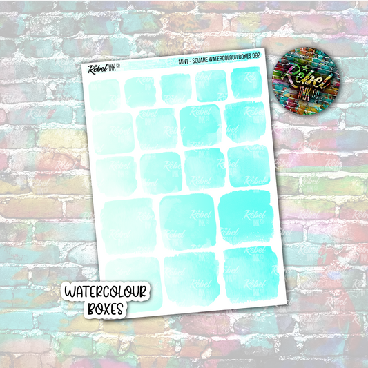 Mint - Watercolour Square Boxes