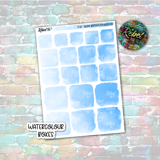 Blue - Watercolour Square Boxes
