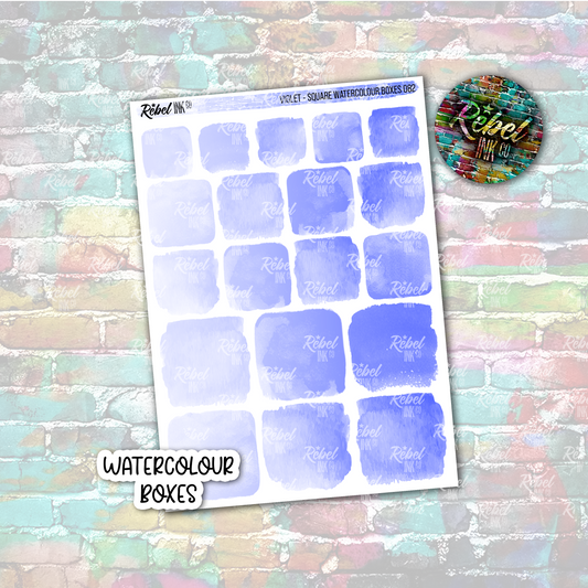 Violet - Watercolour Square Boxes