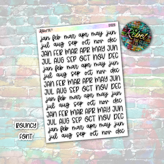 Month Abbreviated Stickers - Large - Bouncy Font