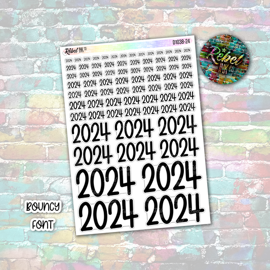 Year Stickers - 2024 - Bouncy Font