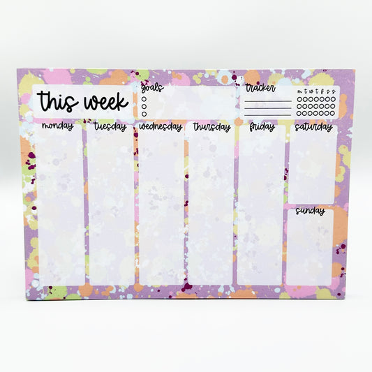 A5 Rainbow Splatter 'This Week' Notepad