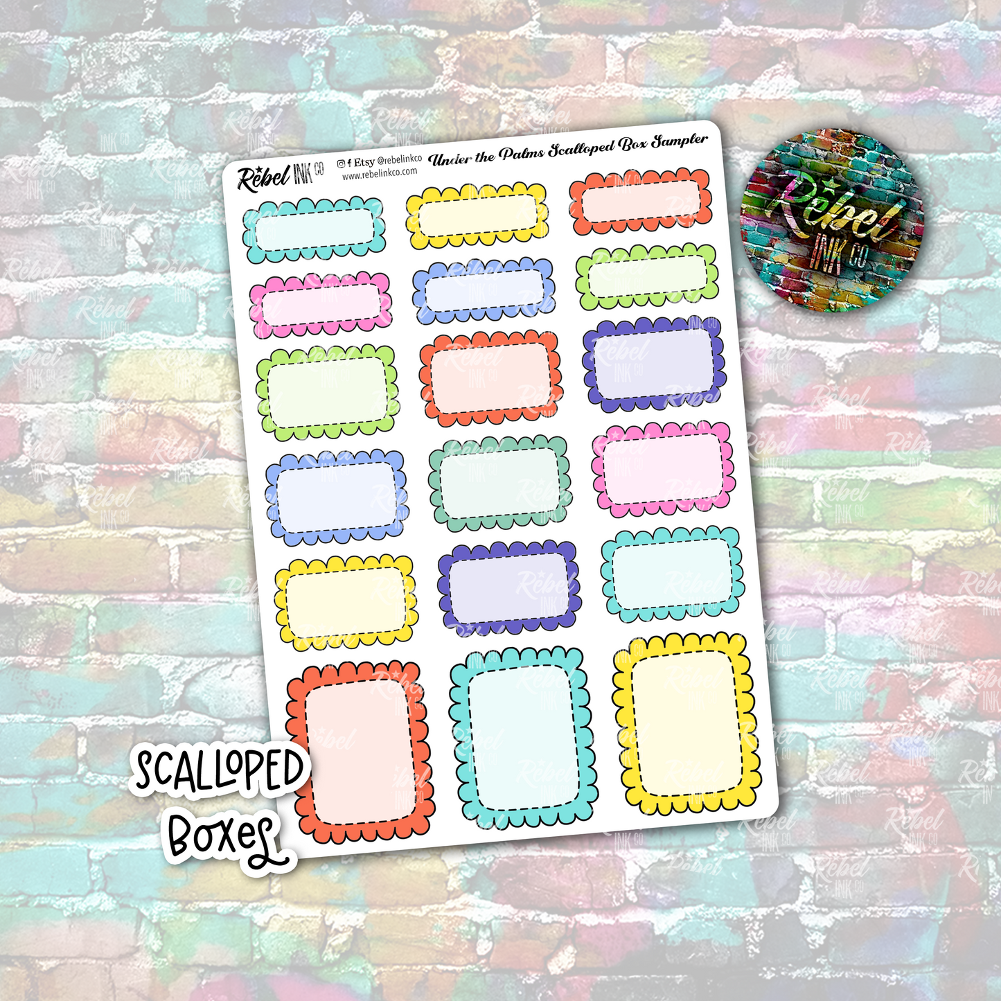 Under the Palms - Scalloped  Boxes Standard Vertical