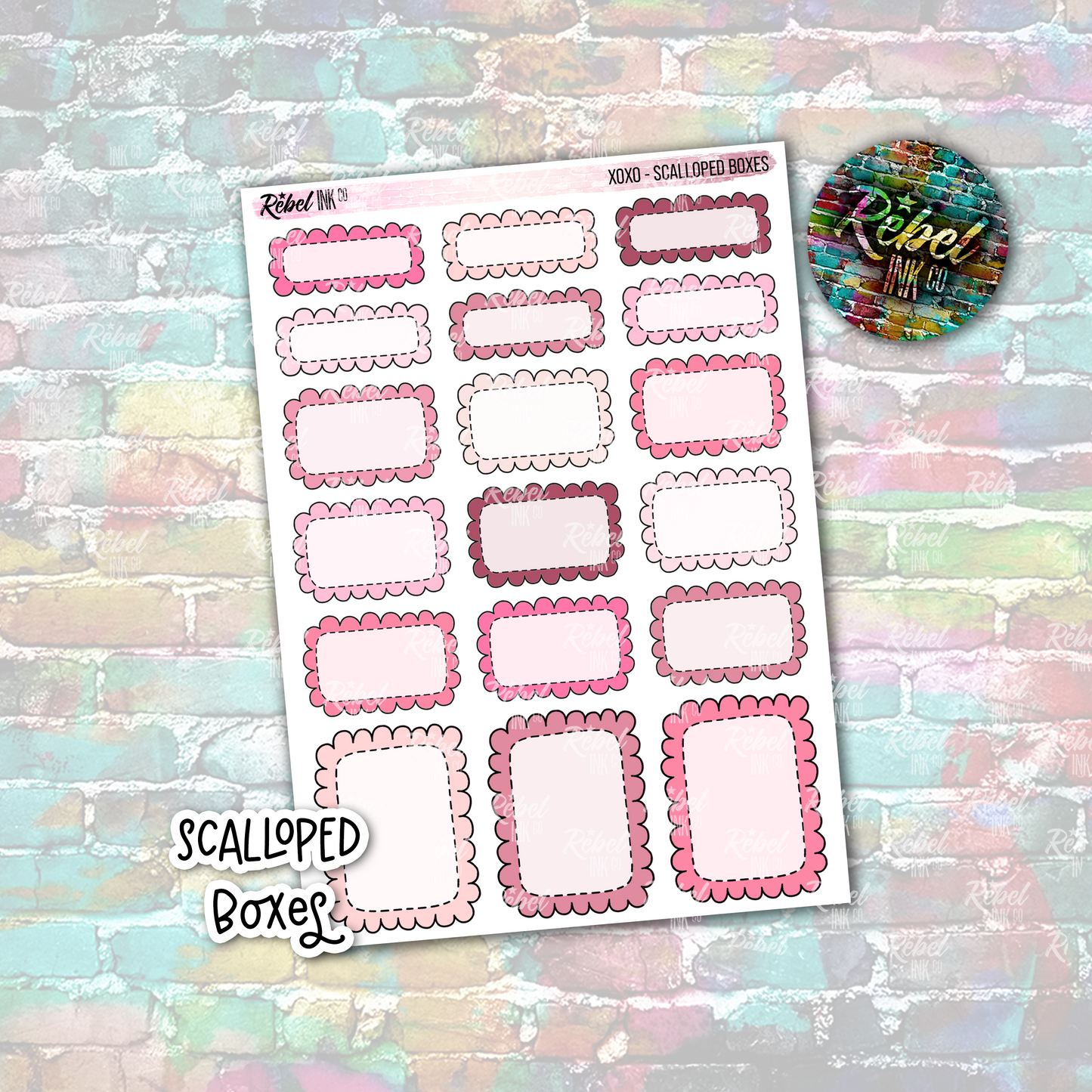 XOXO - Scalloped  Boxes Standard Vertical