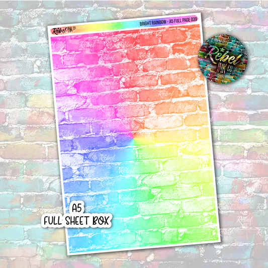 Bright Rainbow - A5 Full Page Sticker