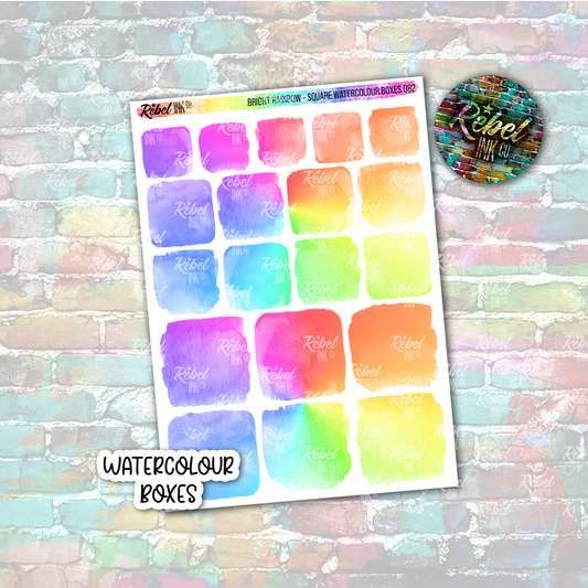 Bright Rainbow - Watercolour Square Boxes