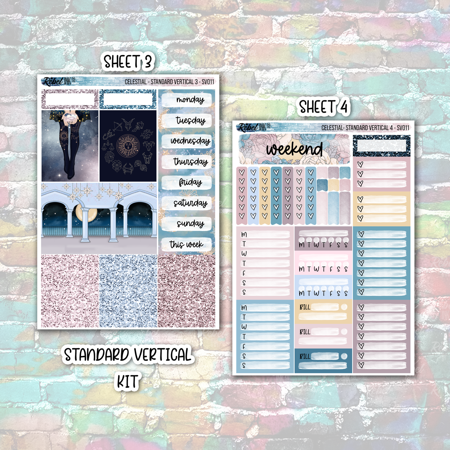 Celestial - Standard Vertical Planner Sticker Kit