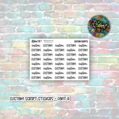 Custom Script Stickers - Regular - White