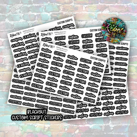 Custom Script Stickers - Regular - Black