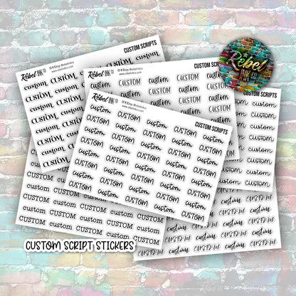 Custom Script Stickers - Regular - White