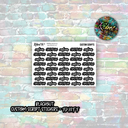 Custom Script Stickers - Regular - Black