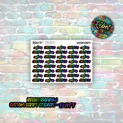 Custom Script Stickers - Regular - Bright Rainbow