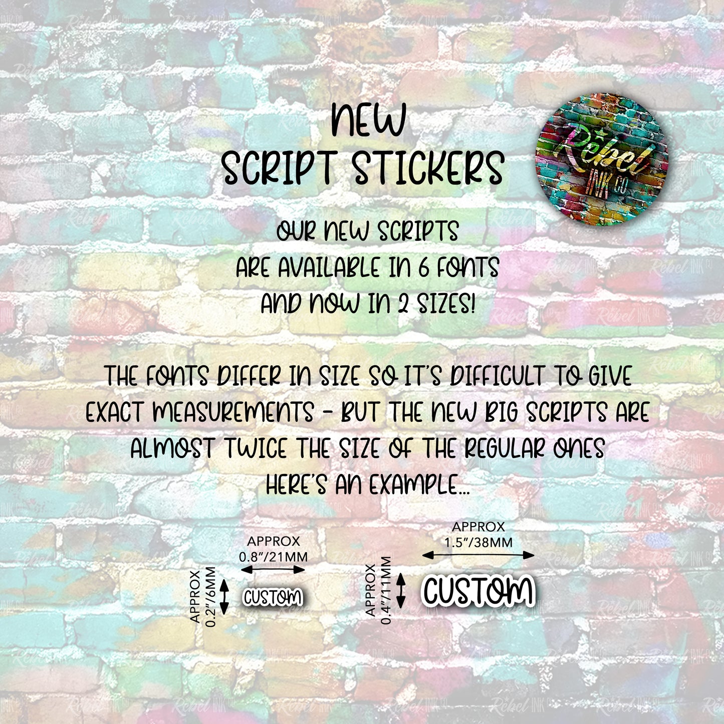 Custom Script Stickers - Regular - Bright Rainbow