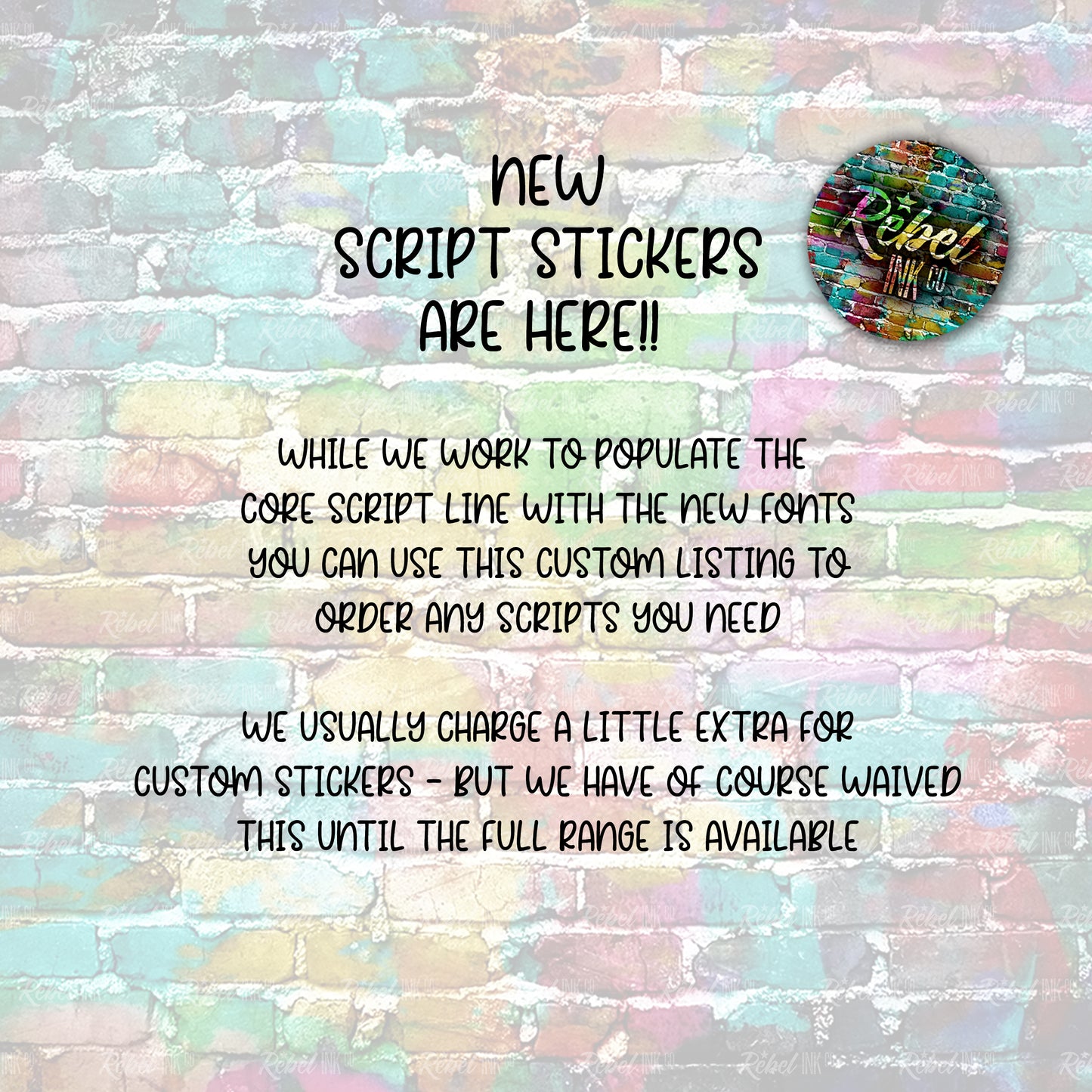 Custom Script Stickers - Regular - Bright Rainbow