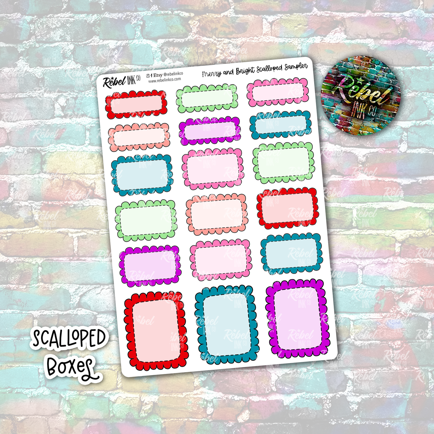 Merry & Bright - Scalloped  Boxes Standard Vertical