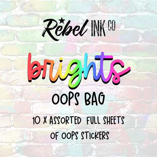 Bright Rainbow OOPS BAG! - 10 Random Planner Sticker Oops Sheets