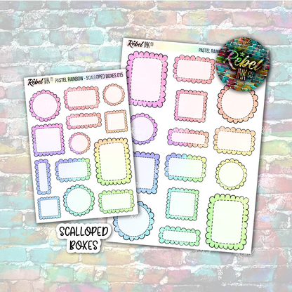 Pastel Rainbow - Scalloped Boxes Multi