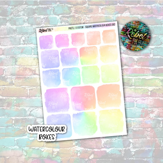 Pastel Rainbow - Watercolour Square Boxes