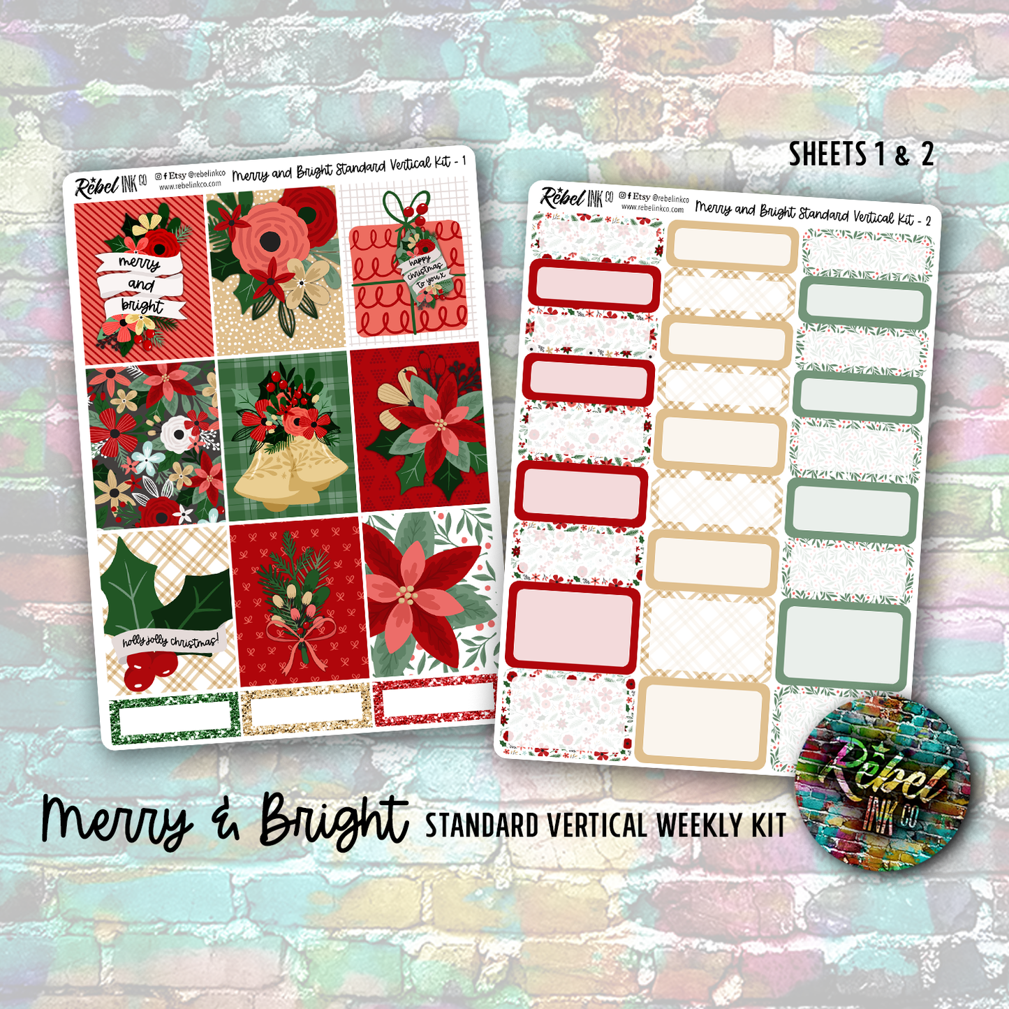 Merry & Bright - Standard Vertical Planner Sticker Kit