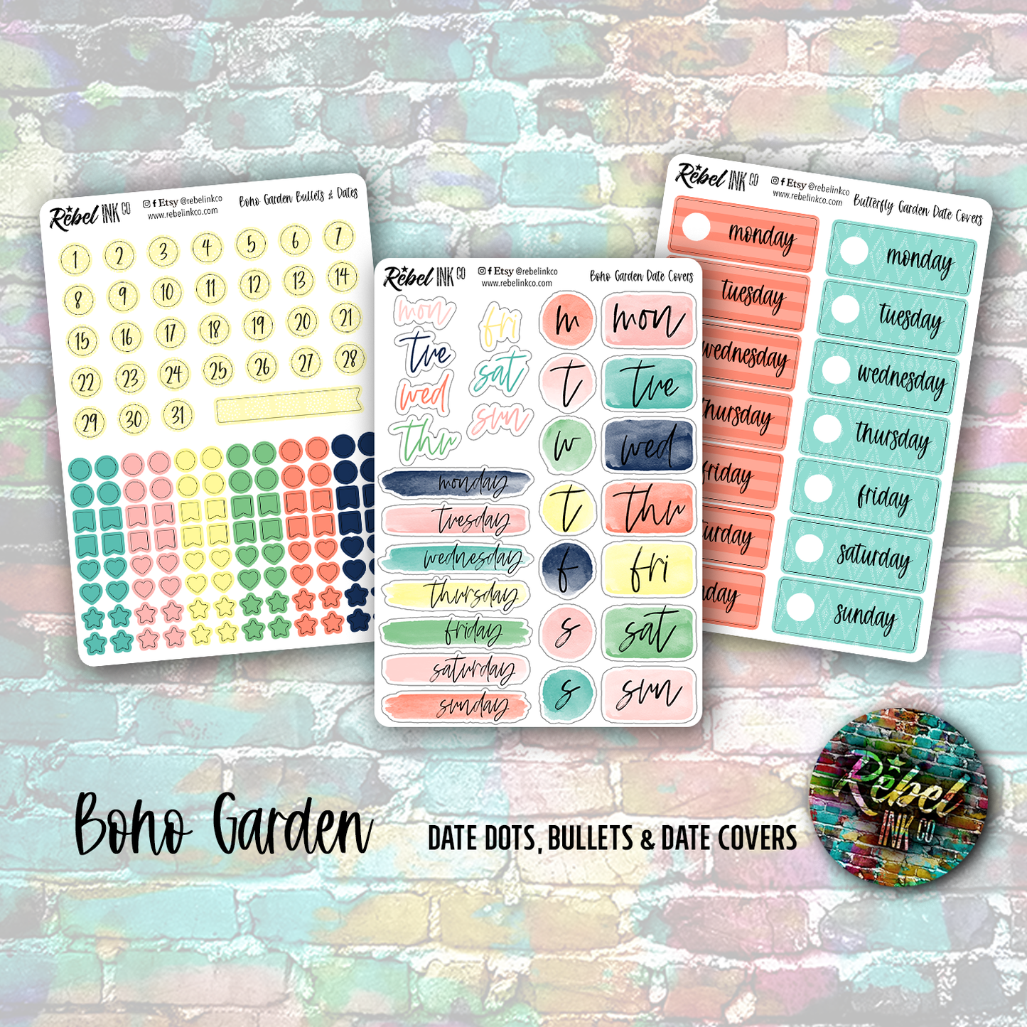 Boho Garden - Standard Vertical Planner Sticker Kit