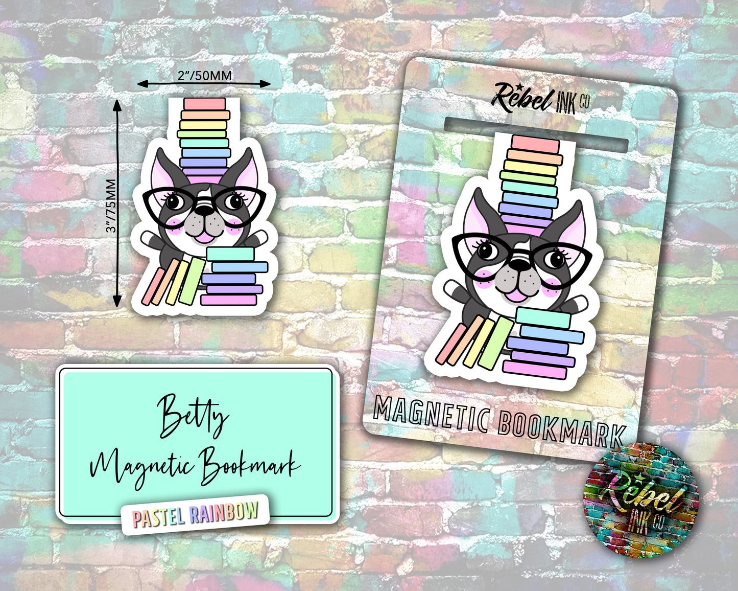 Book Stack Betty Magnetic Bookmark - Pastel Rainbow