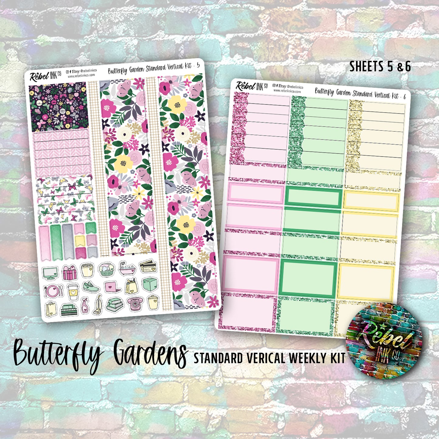 Butterfly Garden - Standard Vertical Planner Sticker Kit