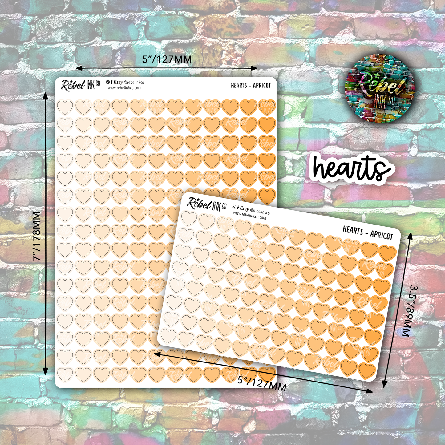 Heart Stickers - Apricot Ombre