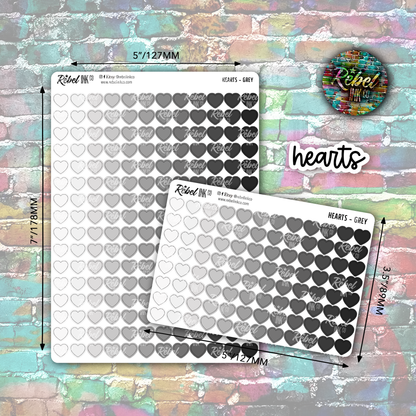Heart Stickers - Grey Ombre