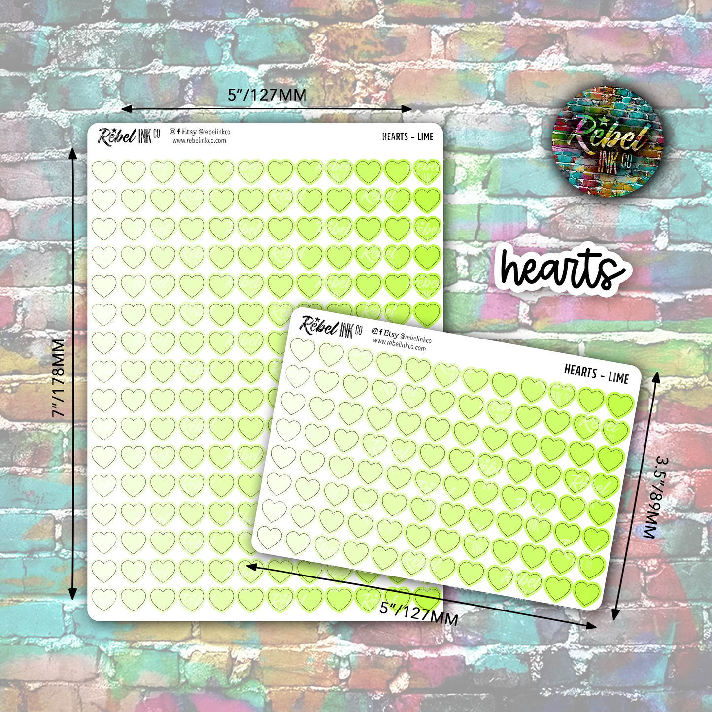 Heart Stickers - Lime Ombre