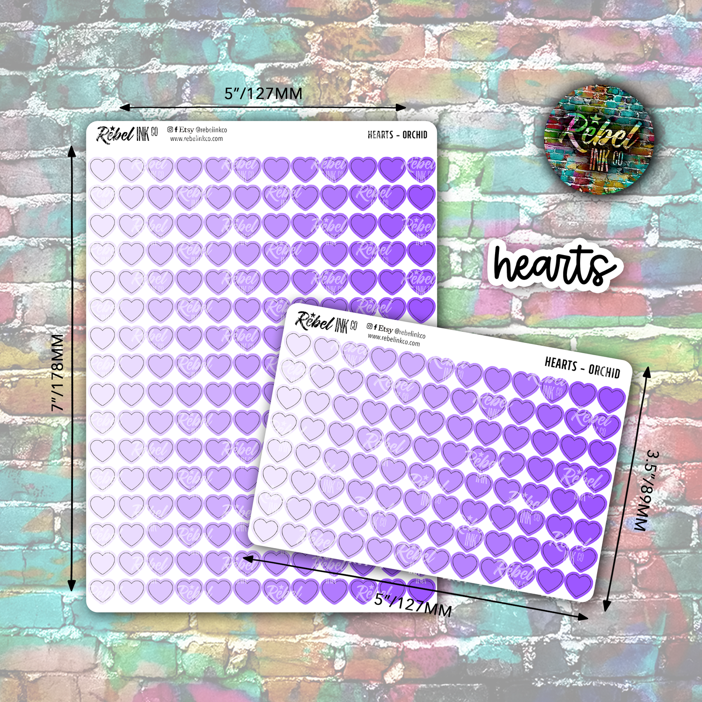 Heart Stickers - Orchid Ombre