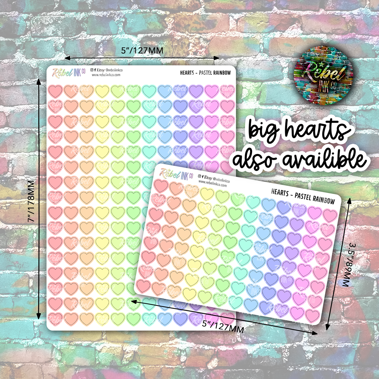 Mini Heart Stickers - Full Sheet Rainbow Value Pack