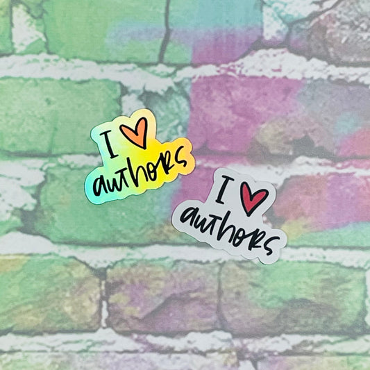 I Heart Authors - Small Vinyl Diecut Sticker