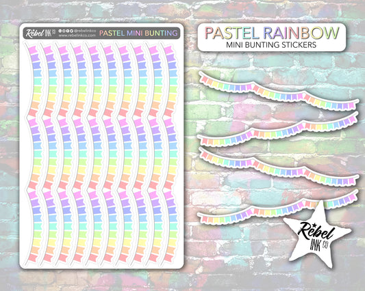 Mini Bunting Stickers - Pastel Rainbow